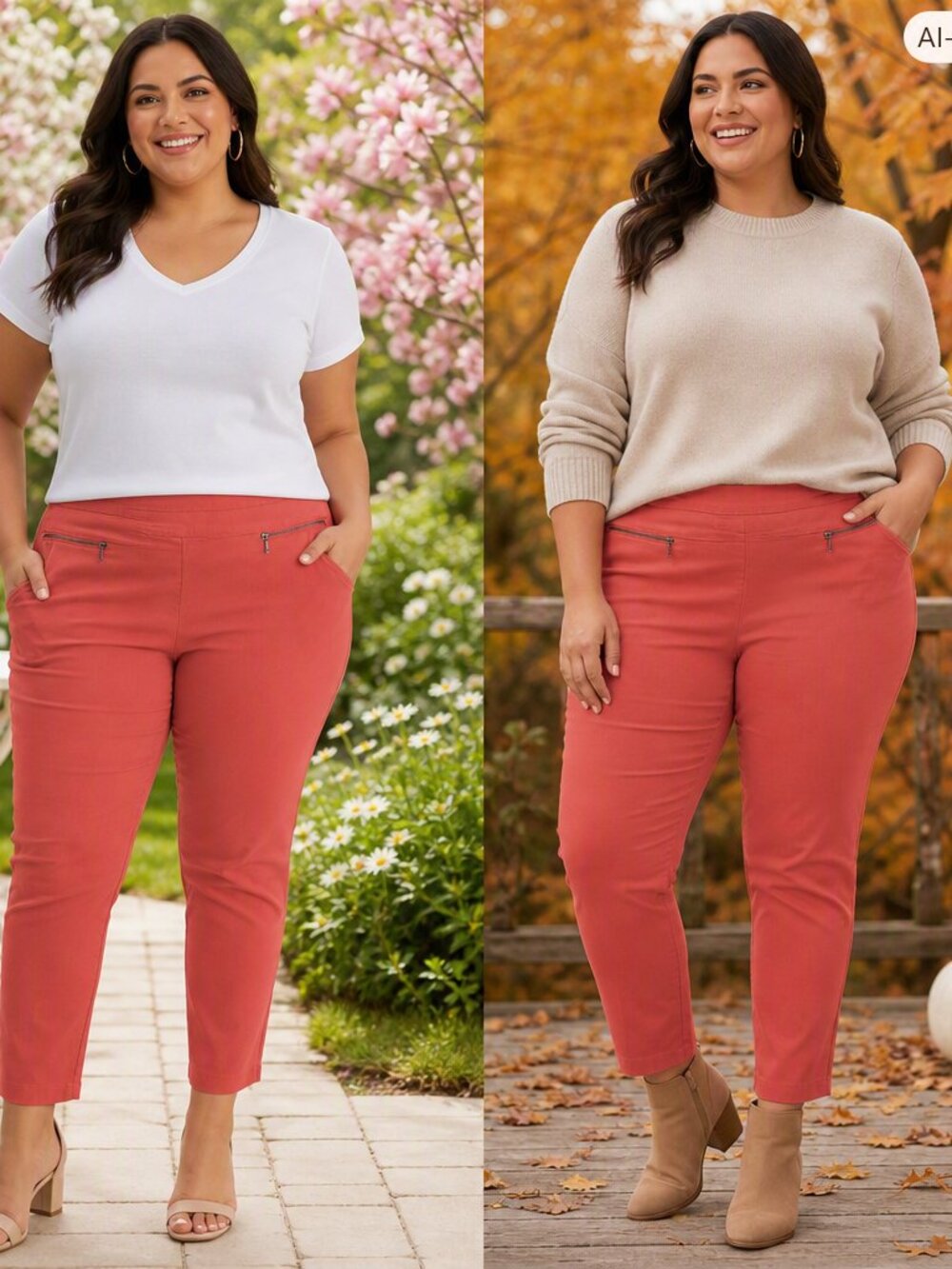 SO Coral Zip‑Pocket Slim Ankle Pants – Size XL – EUC